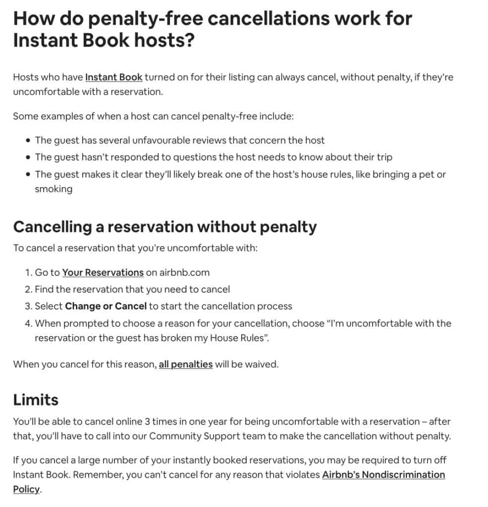 cancelling a guest on airbnb